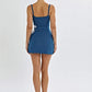 JULISSA MO Knit Print Vacation Sexy Backless Women Dress Blue Spaghetti Strap Mini Dress Female Summer New Casual Beachwear 2025