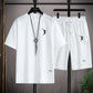 2025NewSummer New Mens Tracksuit Linen Fabric T-shirt and Shorts Two Piece Set Men Sports Suit Fashion Breathable Sets