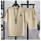 Summer New Fashion Trend Short Sleeve Shorts Ice Silk Suit Men Loose Sports Breathable Large Size High Quality Two-Piece Set