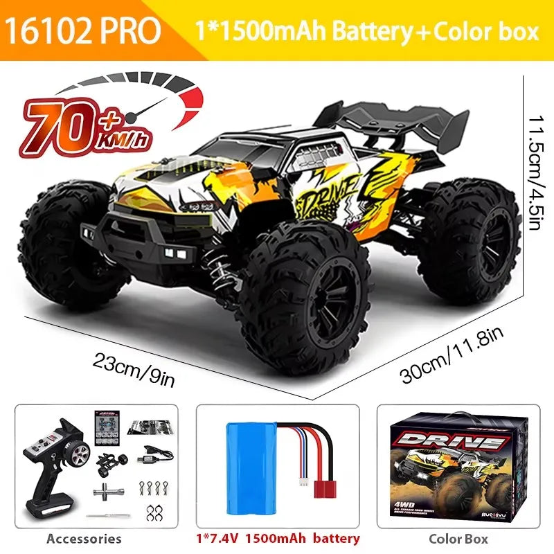 1:16 4WD RC автомобіль 70 км/год або 50 км/год з LED пультом дистанційного керування, високошвидкісний дрифт-монстр 4x4 вантажівка для дітей проти Wltoys 144001 іграшки