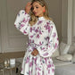 White Elegant Mini Shirt Dress Women Fashion Ruffles Lantern Sleeve Dresses For Women 2025 Vintage Print Lace Up Robe Femme