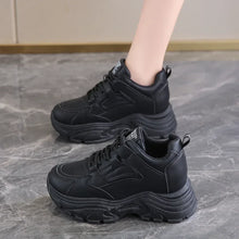 White Platform Women's Sneakers 2025 Autumn Lace-Up Thick Bottom Sports Shoes Woman Pu Leather Breathable Walking Shoes Female