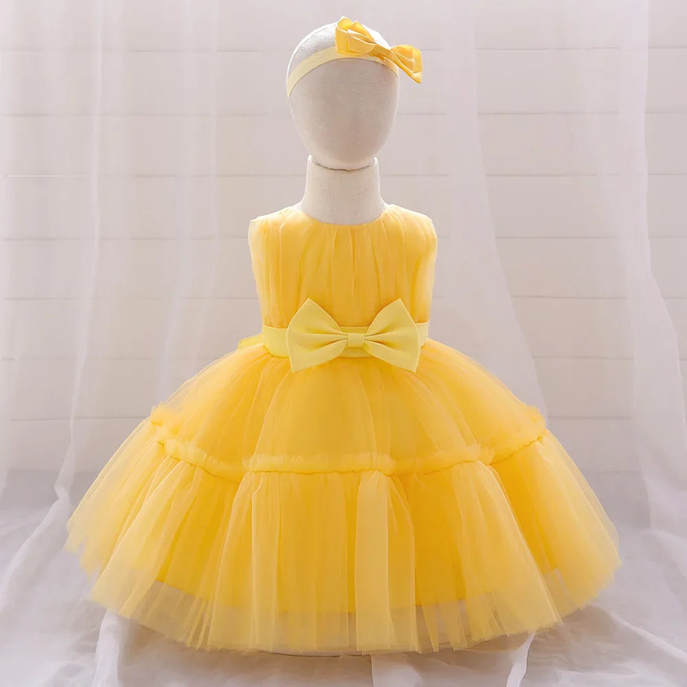 Summer Ceremony 1 Year Birthday Dress For Baby Girl Clothes Baptism Lace Princess Dress Girls Dresses Party Gown White Pink