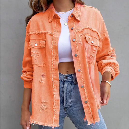 Solid Casual Loose Denim Shirts For Women 2025 Autumn Vintage Women's Oversized Shirts And Blouses Fashion Youth Female Tops