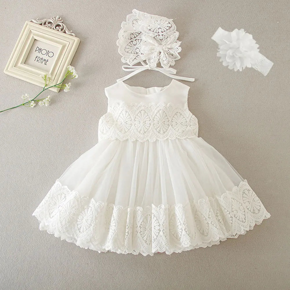 HETISO New Baby Girl Baptism Dresses Toddler Christening Gowns Children's Clothes Summer Birthday Wedding Dress for Newborn 3-24