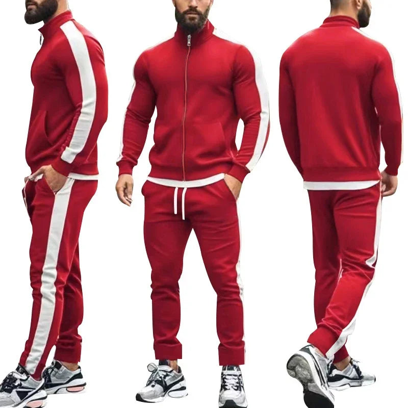Casual Tracksuits Mens Autumn Fashion Side Striped Jackets And Pants Two Piece Sets For Men Sports Fitness Sweatsuits Streetwear