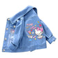 Модна джинсова куртка для дівчаток Fashion Baby з Hello Kitty та Kuromi, весняно-осінній дитячий верхній одяг, бавовняний одяг для дітей від 2 до 7 років