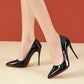 Temperament 12cm Super High Thin Heels Shoes Women Pumps Pointed Toe Colorful Patent Leather Stiletto Wedding Shoe Size 45