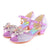 Summer Girls Sandals With Heel Fashion Rhinestone Shiny Glitter Shoes Children Princess Bowtie Pearl Dancing Shoes H876