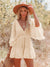 White Lace Tunic Sexy Deep V Neck Button Bikini Cover-ups Women Clothes 2025 Summer Sexy Ruffles Long Sleeves Mini Dress A1132