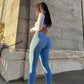 Women's Jeans Mid Waist Stretch Skinny Denim Pants 2023 Blue Retro Washed Elastic Slim Pencil Trousers