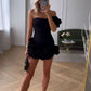 Laxsesu Elegant White Mini Dresses 3D Flower Luxury One Shoulder Sleeveless Pleated Cocktail Party Evening Bodycon Dress Female