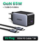 UGREEN 65W GaN зарядний пристрій 4 порти USB C швидка зарядка Quick Charge 3.0 PD 3.0 для Macbook Air, ноутбуків, планшетів, iPhone 16 15 14 Pro Max