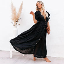 Women Swimsuit Cover Ups Mandarin Sleeve Kaftan Beach Tunic Dress Robe De Plage Solid White Pareo Beach Cover-ups