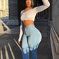 Women's Jeans Mid Waist Stretch Skinny Denim Pants 2023 Blue Retro Washed Elastic Slim Pencil Trousers