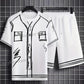 new Men Funny Scribble Sport T-shirt+shorts Suit Set American high luxury Tracksuit Outfit Summer Oversized 2 Piece Set Clothes