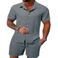 Spring and summer Europe and the United States new men's striped jacquard beach suit loose shorts shirt