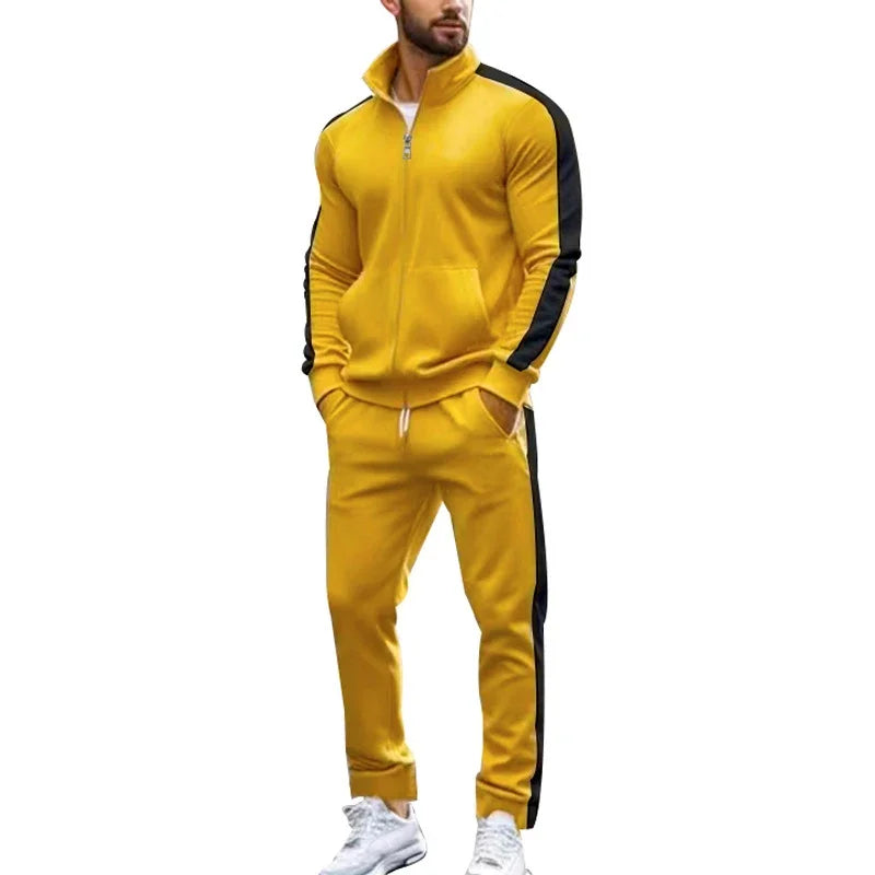 Casual Tracksuits Mens Autumn Fashion Side Striped Jackets And Pants Two Piece Sets For Men Sports Fitness Sweatsuits Streetwear