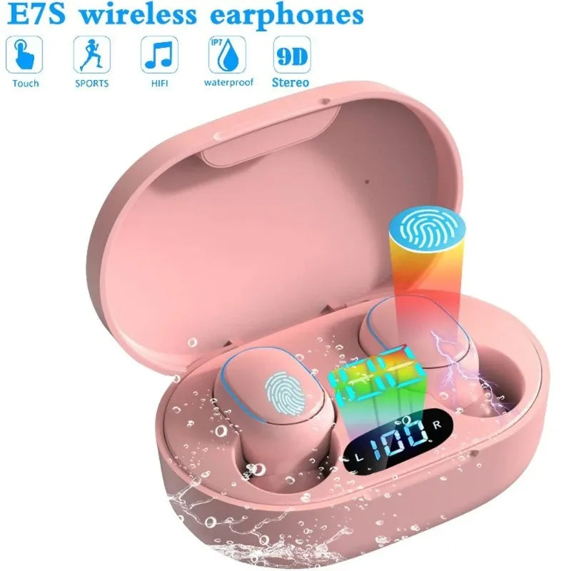 E7S TWS бездротові навушники 5.0 Bluetooth HIFI навушники з без втрат звуком Спортивні водонепроникні навушники для всіх смартфонів