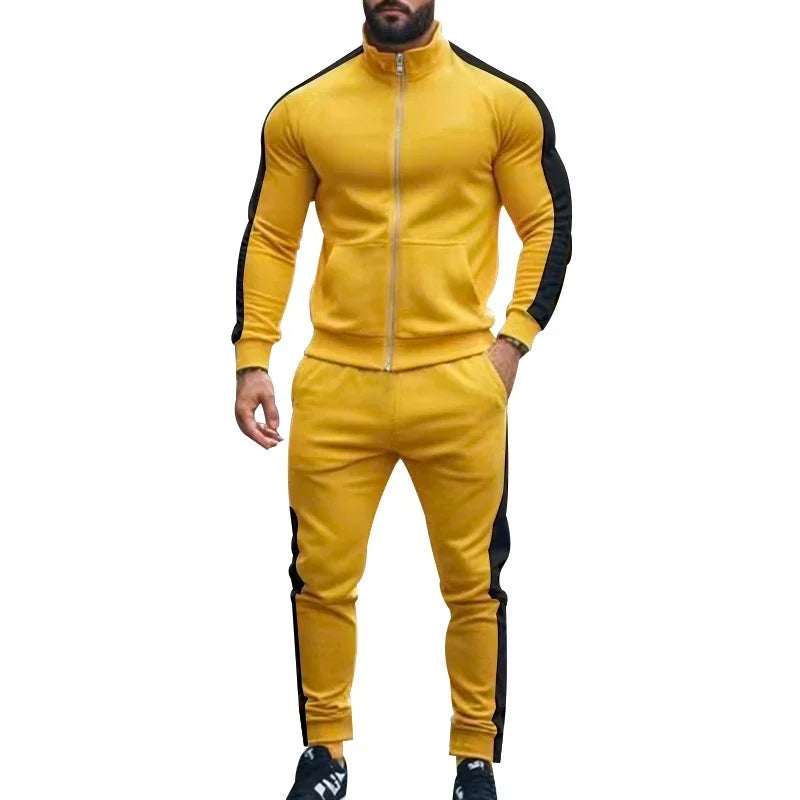 Casual Tracksuits Mens Autumn Fashion Side Striped Jackets And Pants Two Piece Sets For Men Sports Fitness Sweatsuits Streetwear