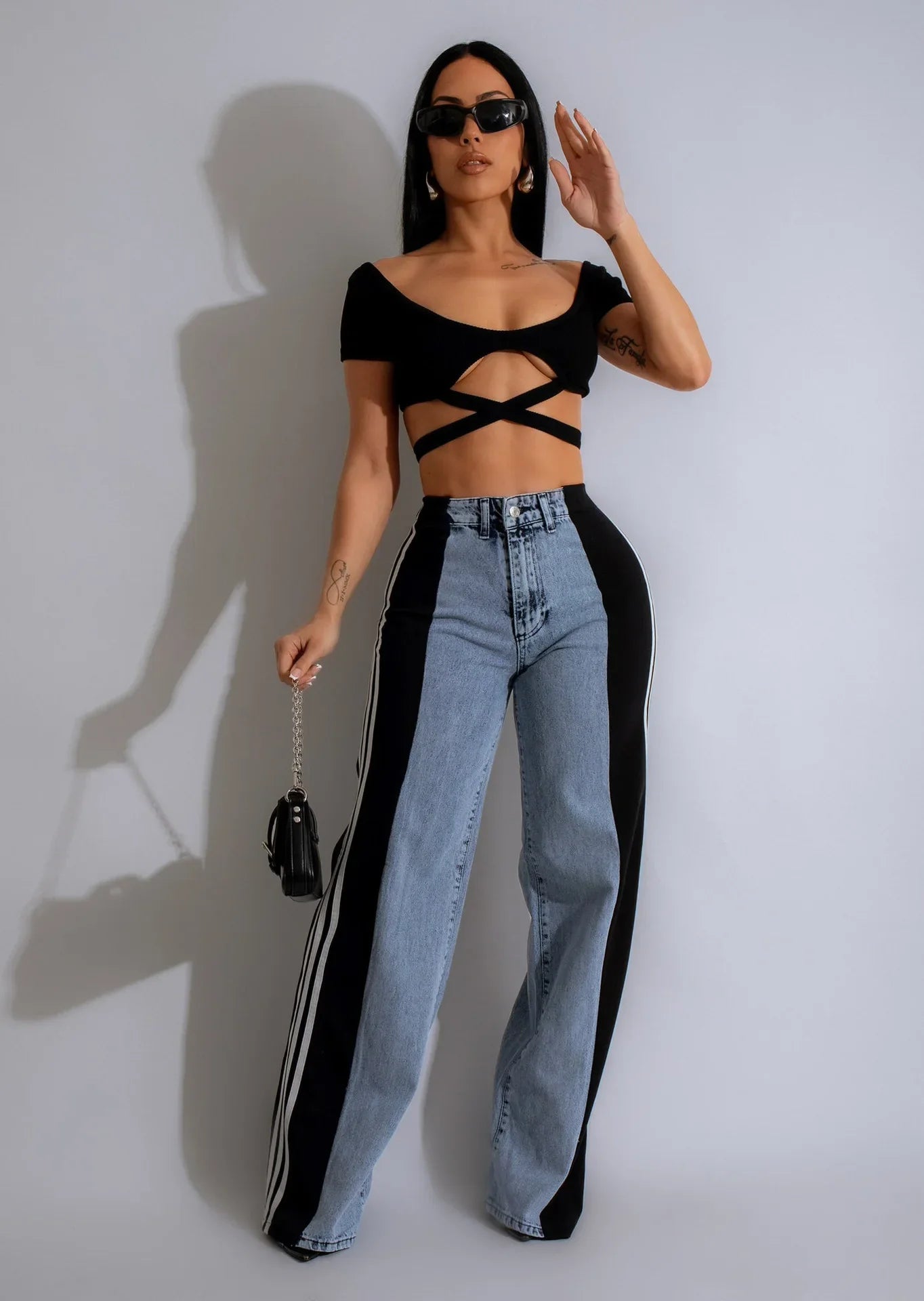 Wide Leg Jeans Cargo Pants Sexy Women High Waist Elegant Streetwear Denim Casual Straight Trousers