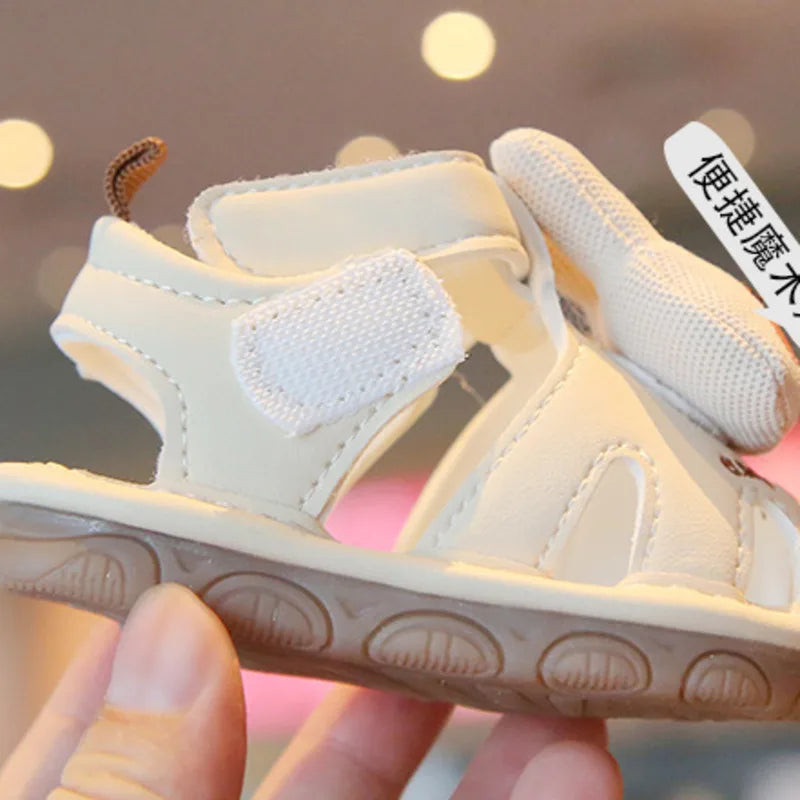 Cute Rabbit Child's Girls Boys Casual Shoes Summer Cartoon PU Sandals For Baby Children Soft Bottom Kids Walk Shoes With Sound