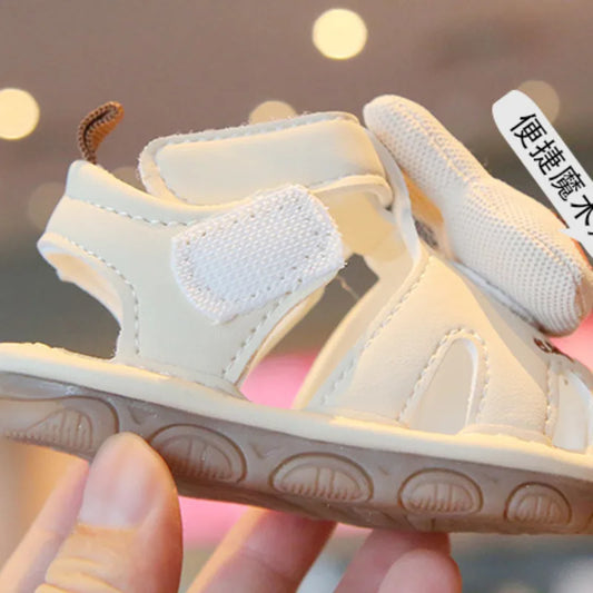 Cute Rabbit Child's Girls Boys Casual Shoes Summer Cartoon PU Sandals For Baby Children Soft Bottom Kids Walk Shoes With Sound