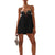 Women Loose Spaghetti Strap Dress Summer Crystal Rhinestone Cutout Cocktail Party Mini A-line Dress for Beach Nightclub