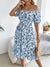 Summer Women's Beach Dress Floral 3D Print Square Neck Short-Sleeved Ladies Waist Ruffled A-Line Dress For Women Holiday Dresses