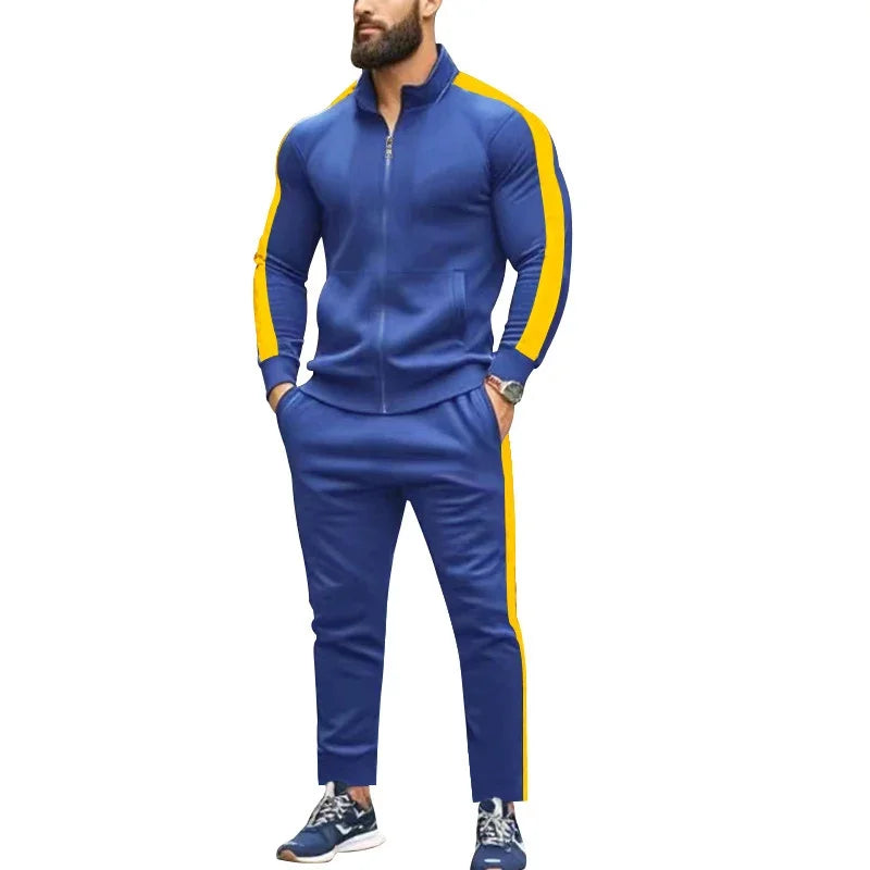Casual Tracksuits Mens Autumn Fashion Side Striped Jackets And Pants Two Piece Sets For Men Sports Fitness Sweatsuits Streetwear