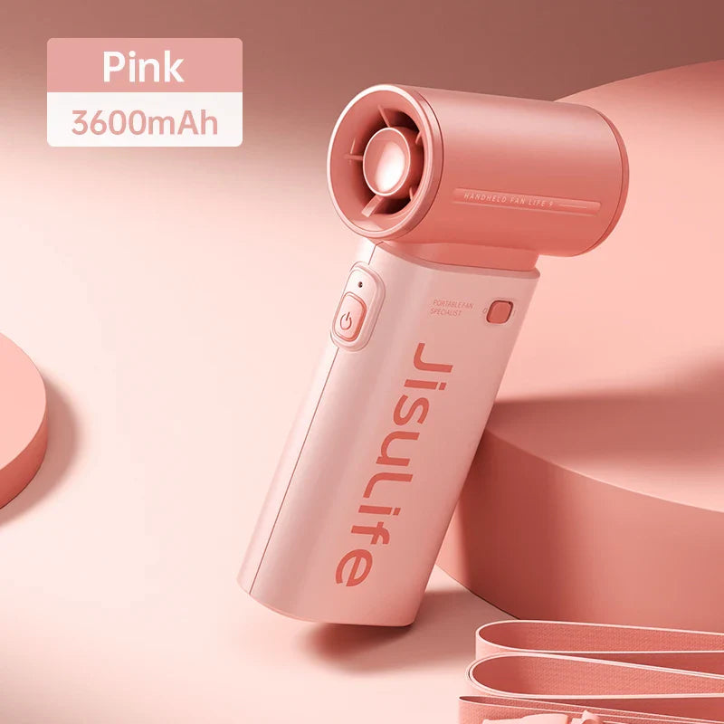 JISULIFE Handheld Turbo Fan,Super Strong Wind,5 Speeds,Long Battery Life,5000mAh,USB Rechargeable,Multipurpose Pocket fan