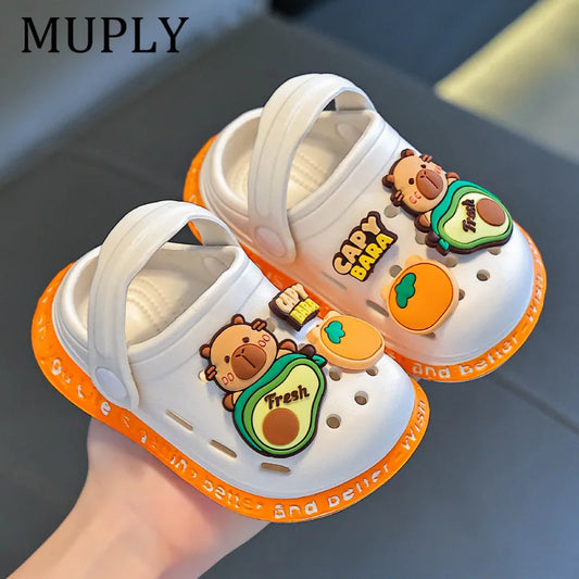Children's Sandals DIY Female Cartoon Cute Dinosaur Home Soft Sole Indoor Small Children Toddler Baotou Baby Slippers Man