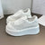 Summer Cutout Mesh Woven Casual Sneakers Round Toe Breathable Mesh Lightweight Front Lace-Up Booster Platform Shoes