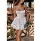 Sexy Lace Floral Corset Short Dress Women's Slip White Yellow Casual Bandage Dresses Female Clothing Party Birthday Summer 2025