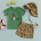 Toddler Baby Boys Rash Guard Swimsuit Set Shark/Duck Print Short Sleeve Round Neck Tops with Shorts and Swim Hat 3 Pcs Set