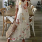 Spring Summer New 2024 Women's Casual Sweet Loose Sexy V-neck Drawstring Fashionable Printed Long Sleeved Dress