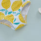 BeQeuewll Children Girl Summer Swimsuit Beach Wear Ruffle Sleeveless One Shoulder Lemon Print Baby Bathing Suit Infant Swimwear