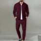 Autumnwinter men's casual blazer set new fashion Waffle baseball suit round neck pocket zipper long sleeve trousers two-piece se