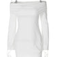 Hawthaw Women 2024 Spring Autumn Long Sleeve Party Club Evening Bodycon Basic White Mini Dress Wholesale Items For Business
