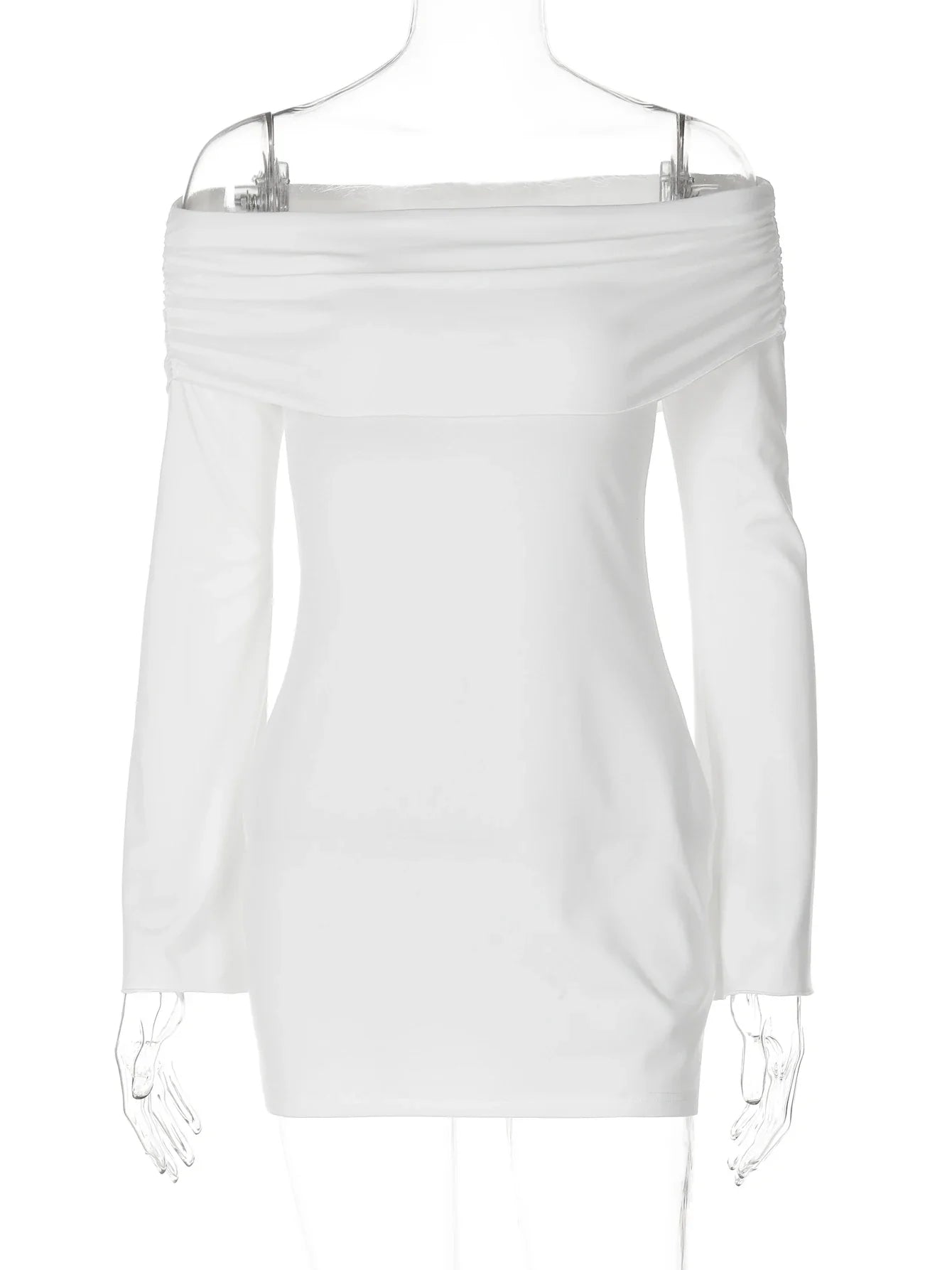 Hawthaw Women 2024 Spring Autumn Long Sleeve Party Club Evening Bodycon Basic White Mini Dress Wholesale Items For Business