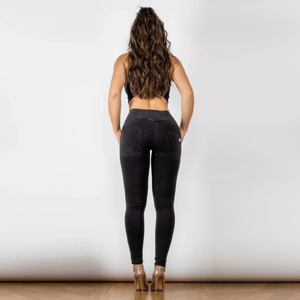 Shascullfites Melody Butt Lift Jeans Black Skinny Women Stretchable Jeans Slimming Jeggings Streetwear With Three Buttons