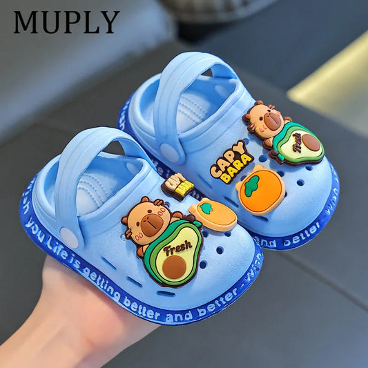 Children's Sandals DIY Female Cartoon Cute Dinosaur Home Soft Sole Indoor Small Children Toddler Baotou Baby Slippers Man
