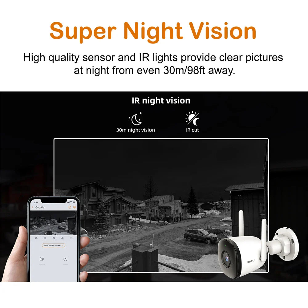 IMOU Wifi Outdoor Camera Bullet 2C 4MP 2MP Surveillance IP Camera Automatic Tracking Weatherproof AI Human Detection
