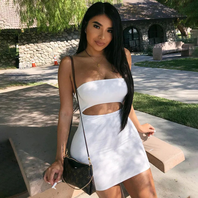 Summer sexy slim bag hip tube top off shoulder sleeveless dress women