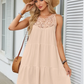Round Neck Casual Short Sleeved Solid Color Lace Hollow Out Women's Dress Fashionable Street Fresh Sweet Style Summer Dress