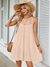 Round Neck Casual Short Sleeved Solid Color Lace Hollow Out Women's Dress Fashionable Street Fresh Sweet Style Summer Dress