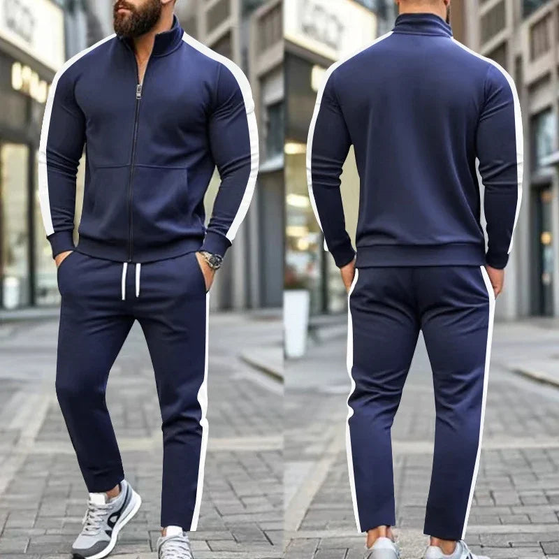 Casual Tracksuits Mens Autumn Fashion Side Striped Jackets And Pants Two Piece Sets For Men Sports Fitness Sweatsuits Streetwear