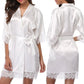 Imitation Ice Silk Night Dress Women Sleepwear Nightwear Lace Half Sleeve Belt Kimono Women Bathrobe Nightgown пижама женская
