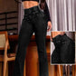 Streetwear Women's New Jeans Back Shirred Button Front High Waist Jeans Temperament Commuting Casual Comfortable Jeans