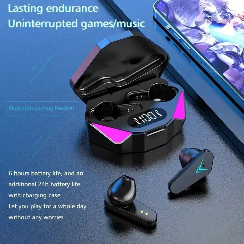 X15 TWS ігрові бездротові Bluetooth-навушники з мікрофоном, басовим звуком, 9D стерео музикою, HiFi гарнітура для геймерів, сумісна з усіма телефонами